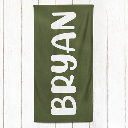 Solid Name Towel - Greens