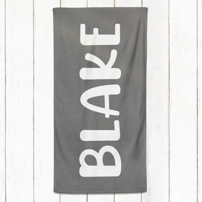 Solid Name Towel - Greys