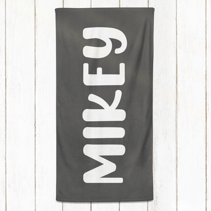 Solid Name Towel - Greys