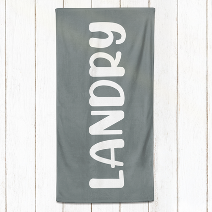 Solid Name Towel - Greys