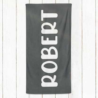 Solid Name Towel - Greys