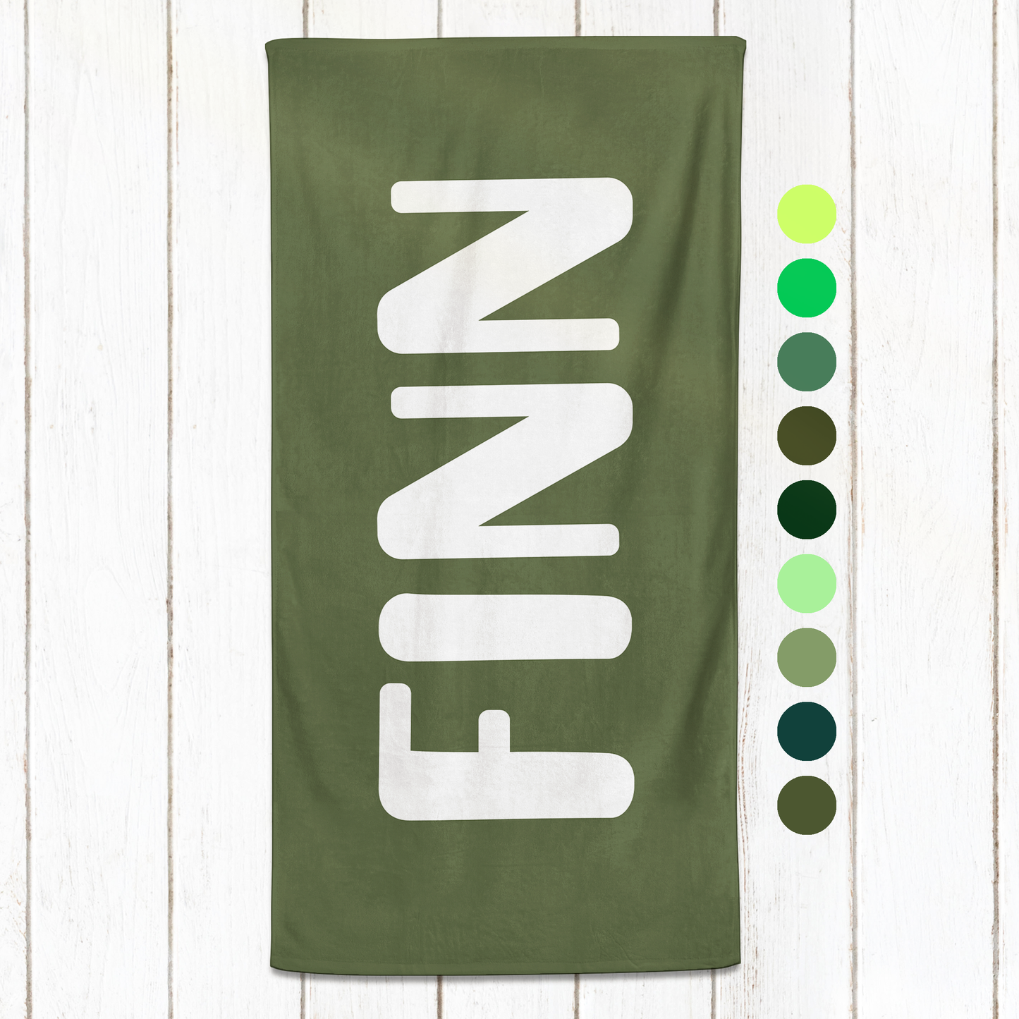 Solid Name Towel - Greens