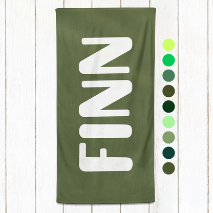 Solid Name Towel - Greens