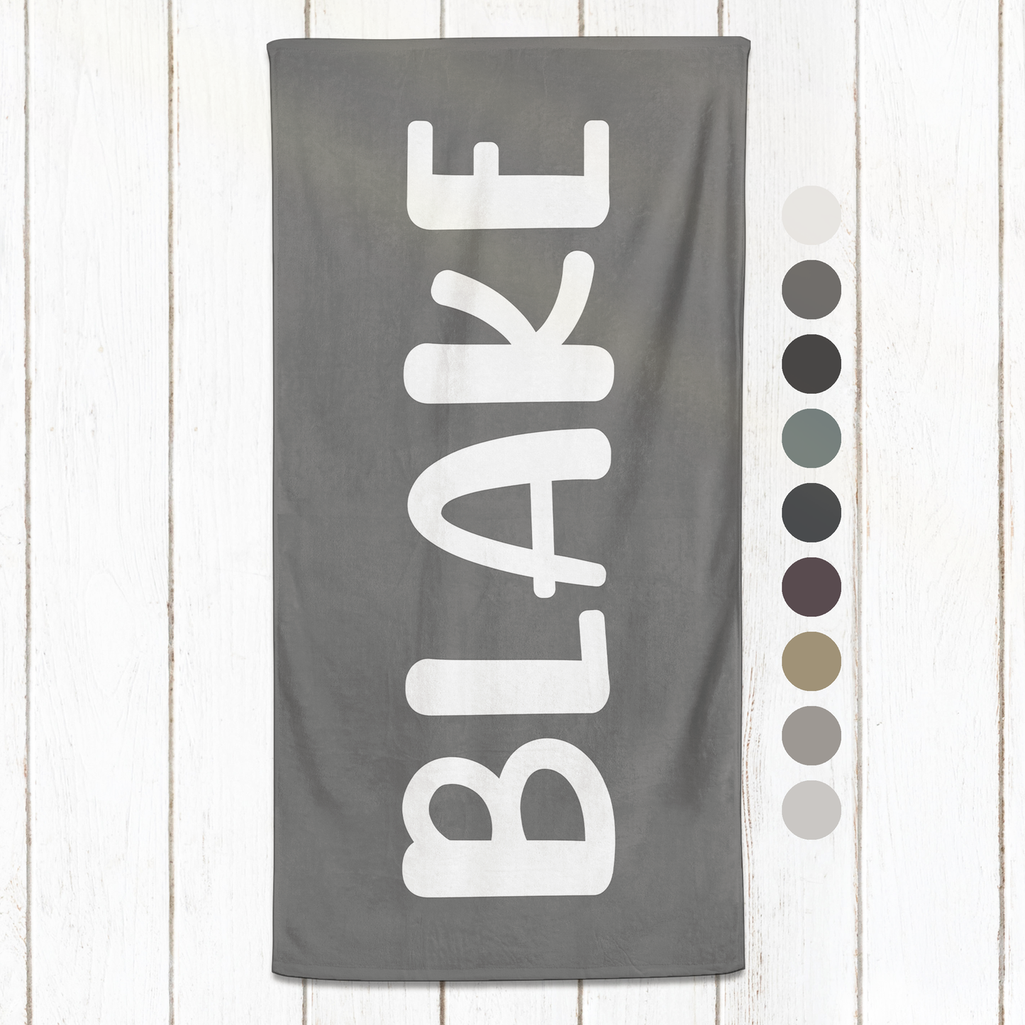 Solid Name Towel - Greys