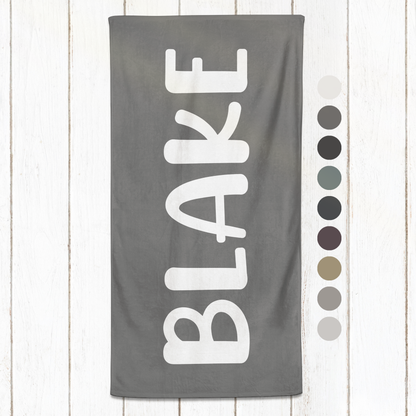 Solid Name Towel - Greys